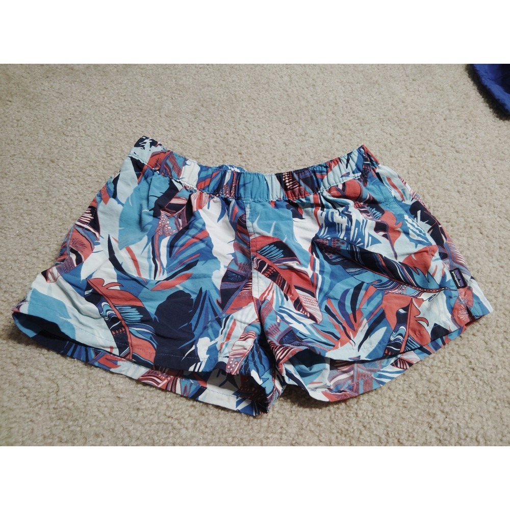 Patagonia Women's Tropical Print Cargo Shorts - Blue, Navy, Coral, White